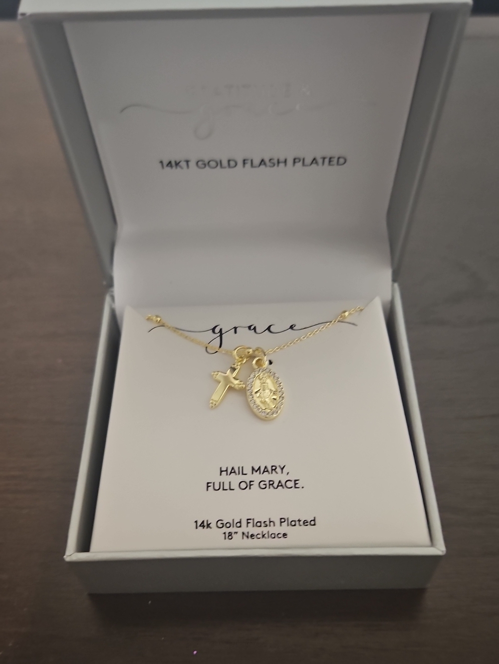 Grace Gold Hail Mary Necklace with Cross and Medal Charms